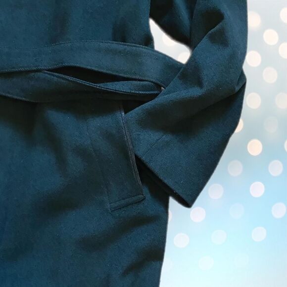 Tessuto Italiano Cashmere Blend Long green Trench coat - Picture 3 of 4